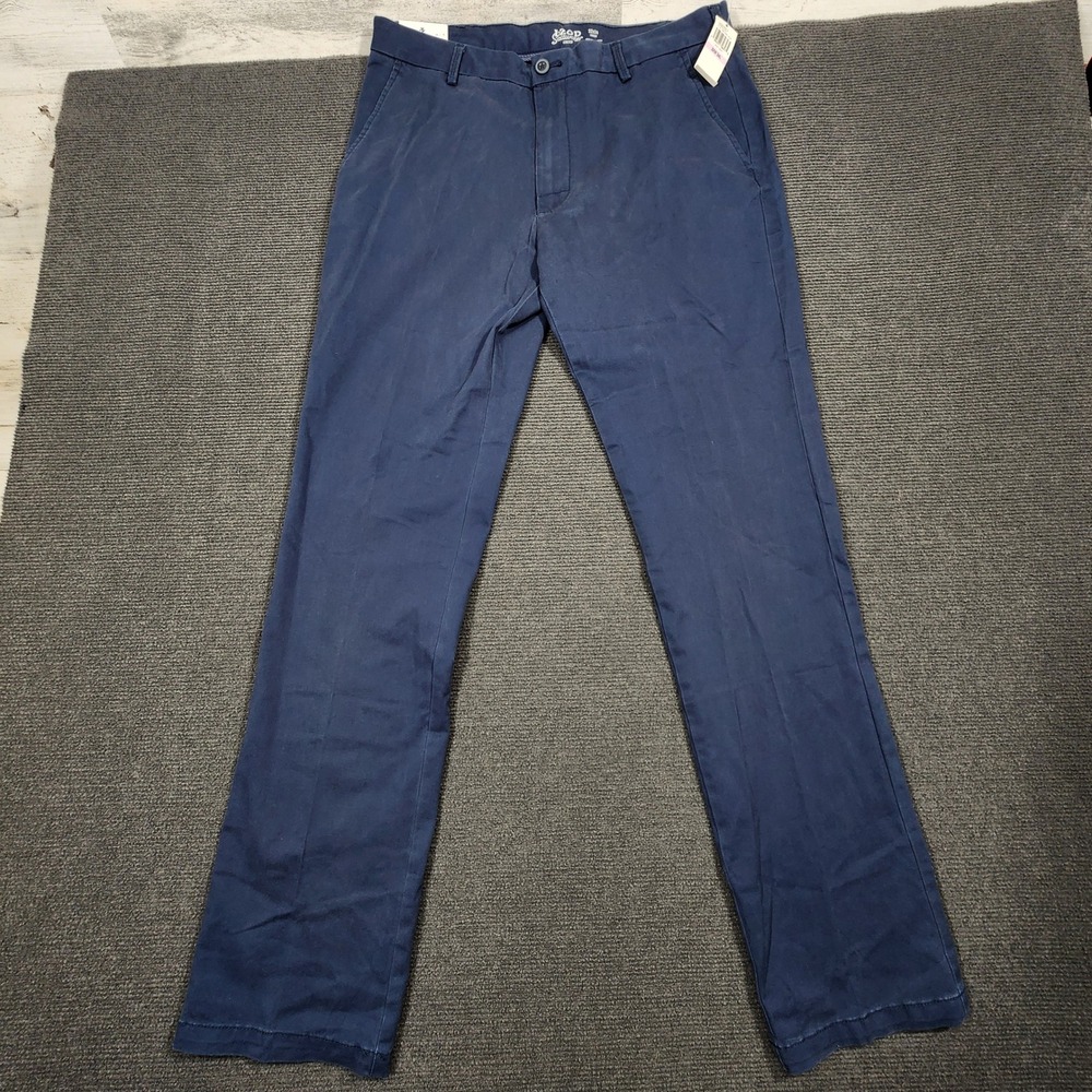 IZOD Saltwater Chino Pants Mens 32x34 Blue Stretch Straight Fit NWT $70